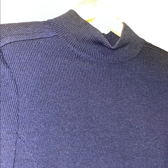 St. John By Marie Gray Collection Santana Knit Navy Long Sleeve mock neck Dress - Picture 3 of 10